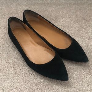 Pointed-toe suede flats